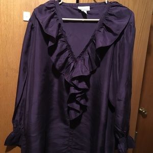 Washable silk size 18-20 purple ruffled blouse